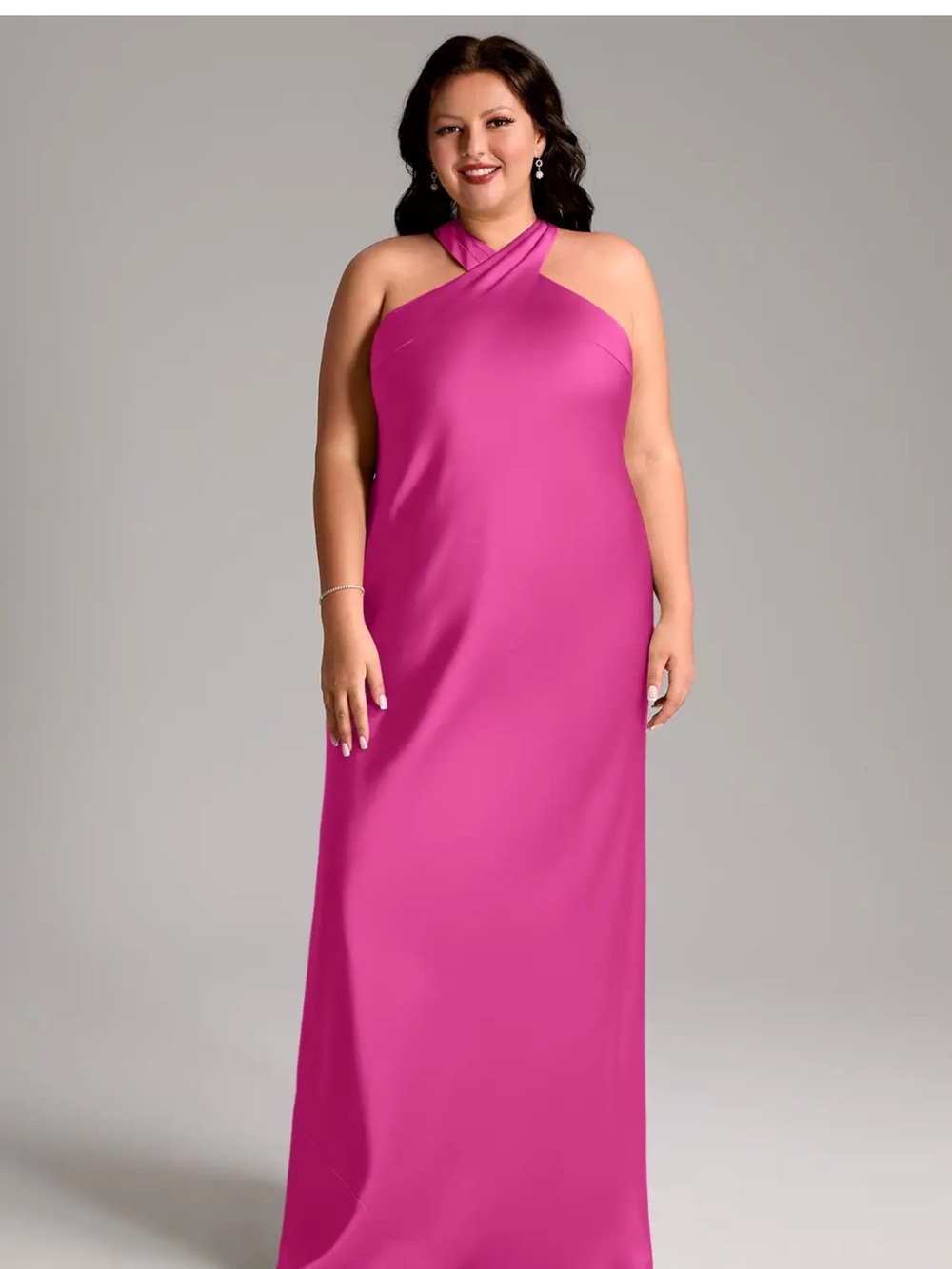 NWT AZAZIE SATIN Fuchsia Bridesmaid/Wedding/Prom Dress Doretta